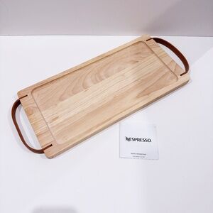 Nespresso Barista Wooden Serving Tray With Leatherette Handles